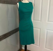 Womens Venus Ruched Cocktail Party Sheath Dress Green Sz 6