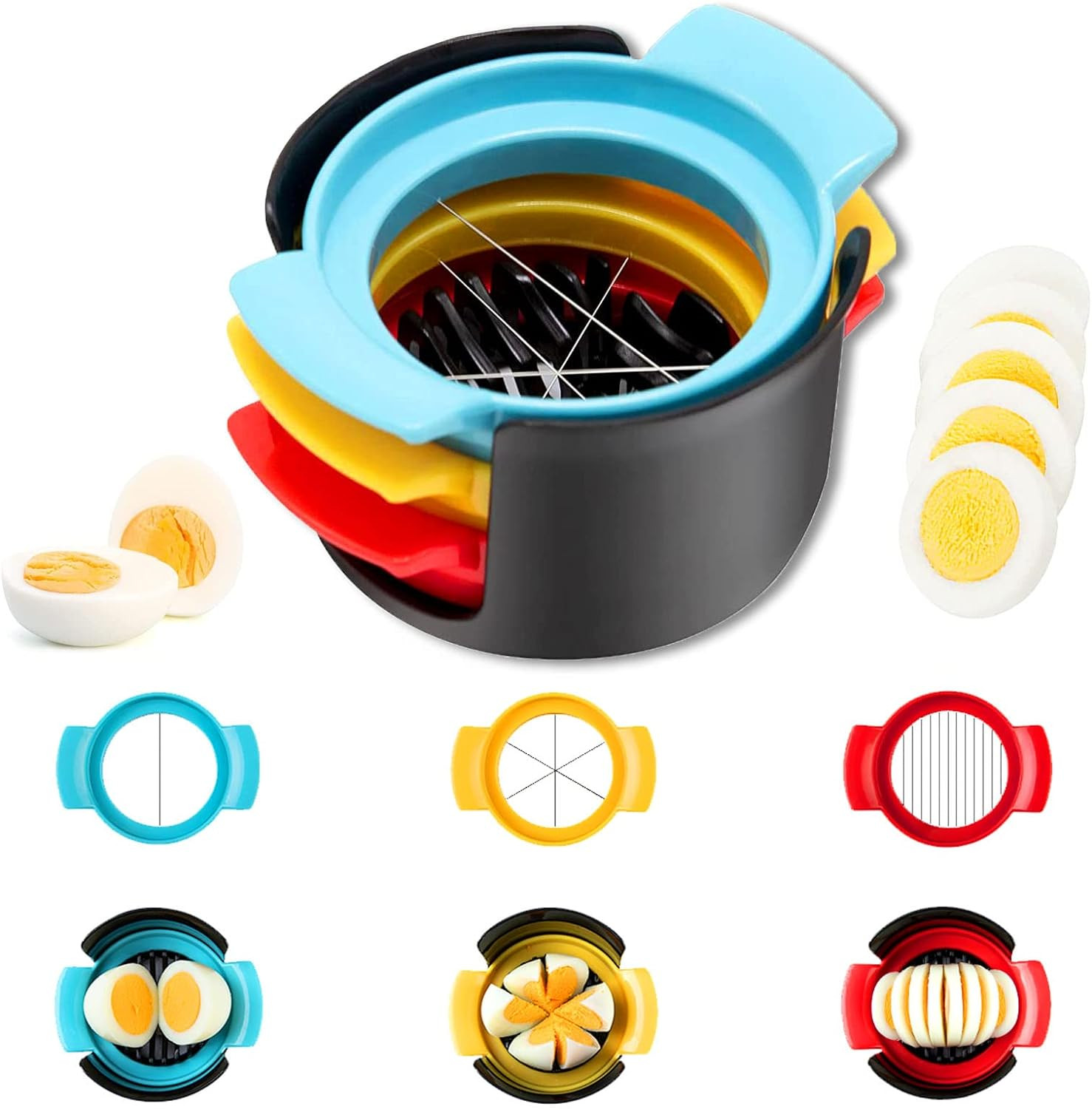 Eierschneider, 3 in 1 Edelstahl Eierteiler, Eierteiler Schneiddrähte, Gekochter