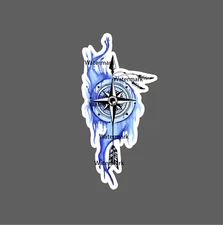 Compass Sticker Blue Nautical Waterproof