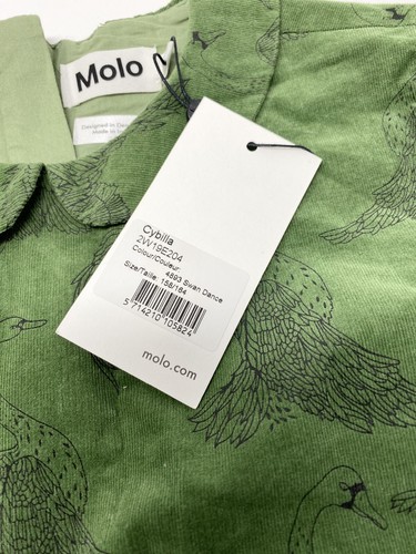 NWT Molo Childs Girl's Dress Size 158/164 Green Corduroy Swan Bird Nature - Picture 15 of 21