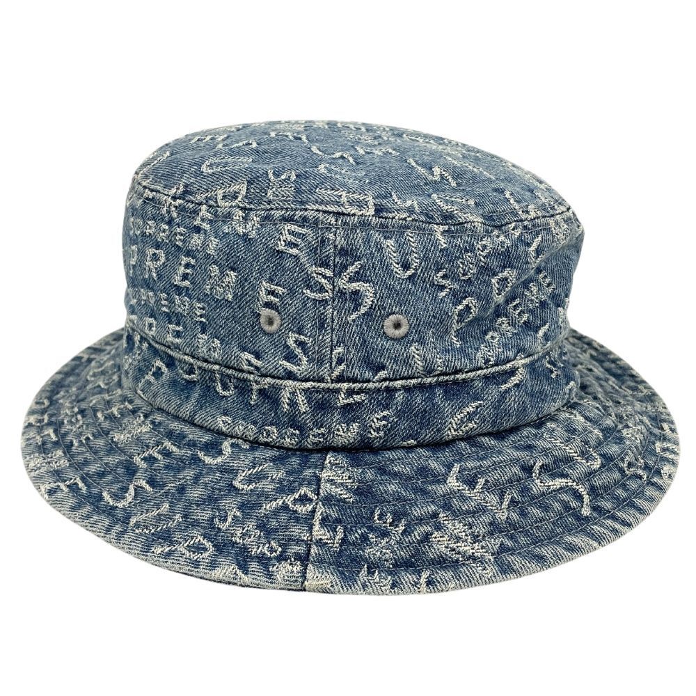 SUPREME Warp Jacquard Logos Denim Crusher Hat Indigo M/L SUPREME Warp Jacquard Logos Denim Crusher Hat Indigo M/L