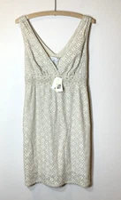 NEW Max Studio Dress Medium Sundress Crochet Lace Boho Sleeveless Cotton Taupe