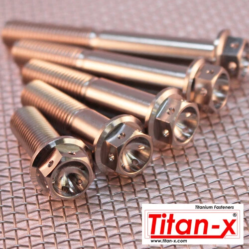 TITAN-X M10 Titanium Hex Drilled Head Flange Bolt, 20 to 80mm x 1.5 thread