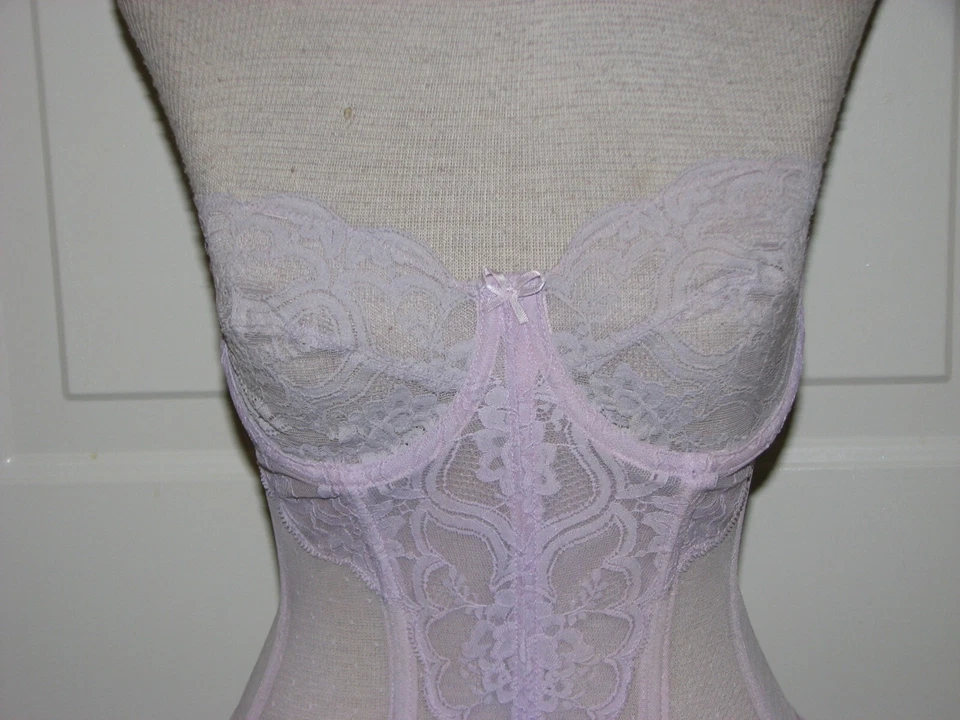 De Colección Vanity Fair Talla 34 Lavanda Transparente Encaje Con Aros Bustier Sujetador Huesos Lencería Foto 2 de 4