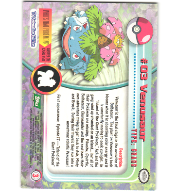 Pokemon 1999 Near Mint Topps Series 1 3rd Print Green Logo