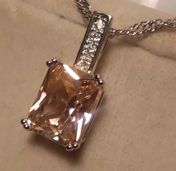 NEW Women Jewerly Set Pink Cubic Zirconia Pendant Necklace Sterling silver ring - Image 2 of 4