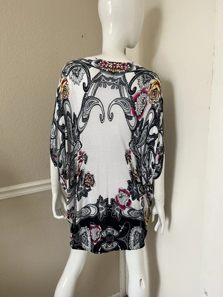 CHARLOTTE TARANTOLA новый с Ярлыками вискоза тонкий вязаный цветочный крышка рукав v-образным вырезом свитер туника - Изображение 4 из 4