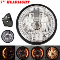 Universal 7 Zoll Motorrad Scheinwerfer LED Blinker Licht Chrom FüR Motorrad 12V
