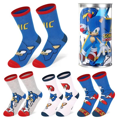 SONIC THE HEDGEHOG Sonic Hedgehog Junge 4 Paar knöchelhohe Baumwollsocken für Kinder - ideales Kindergeschenk