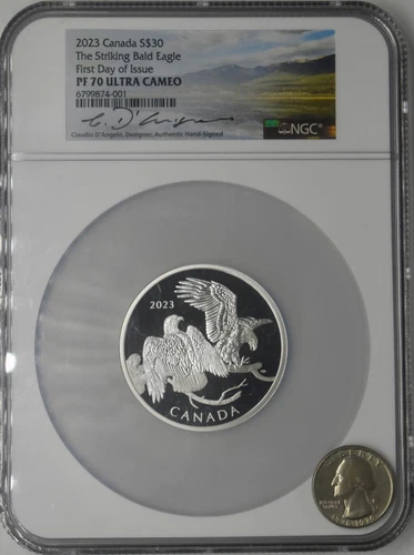 2023 Canada 2oz $30 Silver Striking Eagle NGC PF70UC FDOI Signed ✪COINGIANTS✪