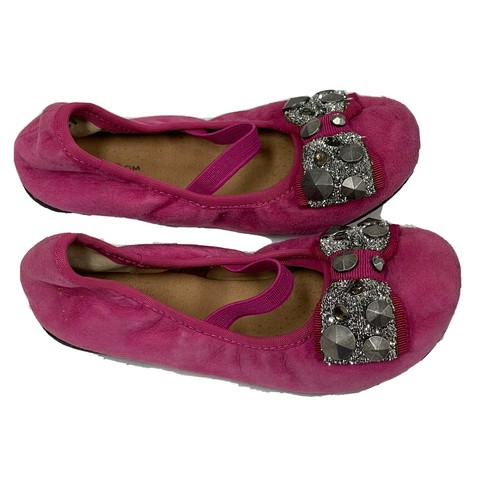 NORDSTROM 7.5M 7.5 Punk Bow Shoes Toddler Girls Mary Jane Flats Studded Suede - 第 1/4 張圖片