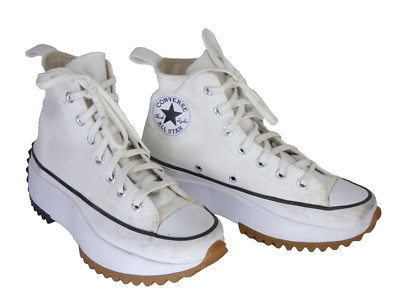 Converse Run Star Hike Plateau High Top Sneaker weiß Canvas Gummisohle UK 5