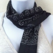 Om Hippie Yoga Meditation Cotton Black Prayer Scarf Light Nepal Handmade