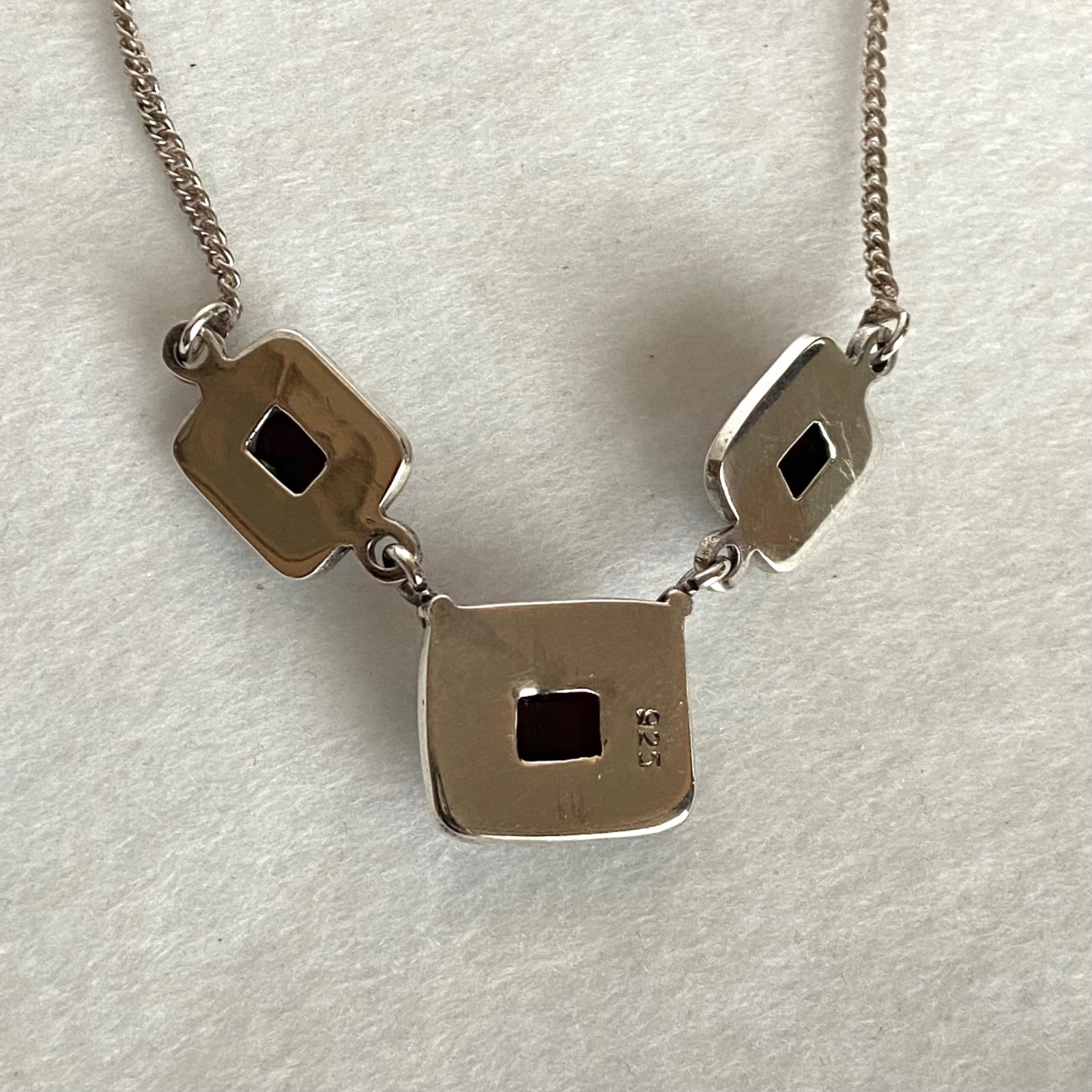 Sterling Silver 925 Rectangular Bezel Set 3 Stone… - image 7