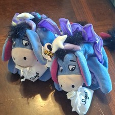 2 Walt Disney Sugar Plum Fairy Eeyore Beanie Plush Stuffed Animal Bean Bag 7"