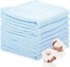 8 Pack Baby Muslin Cloths 12x12 Soft 6 Layer Cotton Burp Wash Towels Reusable