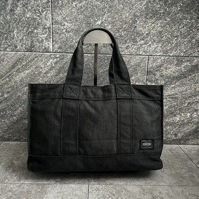 PORTER SMOKY Tote Bag Black Canvas Yoshida Kaban Made in Japan Excellent
