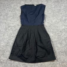 Gap Fit & Flare Dress Women 0 Navy Black Colorblock Pleated Detailing Boat Neck