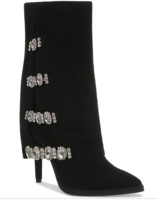 Thalia Sodi Women Nami Mid Calf Embellished Dress Boots Size US 9.5M Black