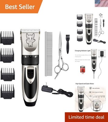 Quiet & Cordless Dog Grooming Clippers Set - Rechargeable Titanium Trimmers