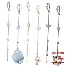 Toy Straps for Baby 6pcs, Silicone High Chair Toys Straps Ivory sage baby Blue