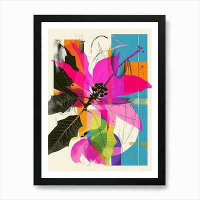 Weihnachtsstern 3 Neon Blumen Collage Ar gerahmt Wandbild Poster Leinwanddruck Bild