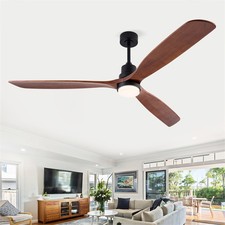72inch Modern Solid Wood Ceiling Fan with Light Timer Reversible DC Motor Remote