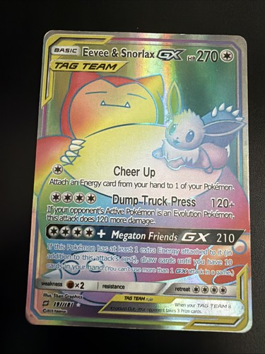 Eevee & Snorlax GX (Secret) 191/181 Sm-Team Up Holo MP/HP - Picture 1 of 10
