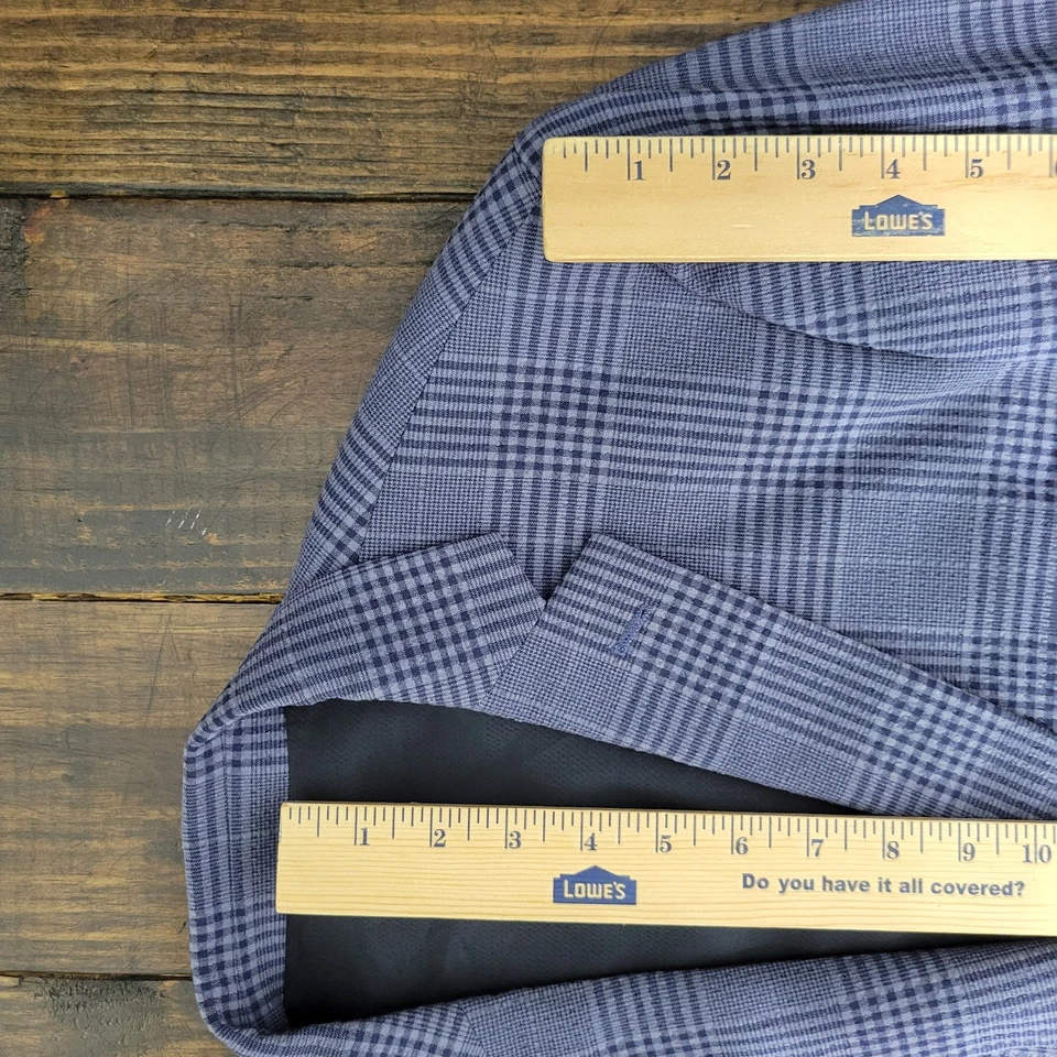 Abrigo Blazer Deportivo Para Hombre APT.9 Dos Botones Azul Cuadros Mezcla de Poli Seersucker 42R Foto 4 de 4