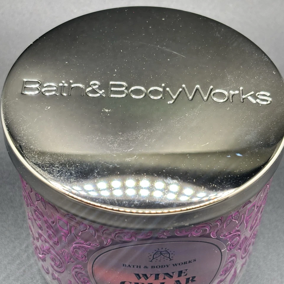 Bath & Body Works Wine Cellar 3 Wick Candle 14.5 oz Purple Apple Fig Cedar wood - Image 2 of 4