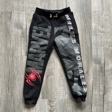 Kids Black Spider-man Marvel Miles Morales Fleece Lined Jogger Pants Boys Size 5