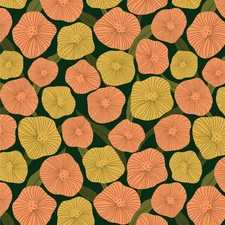 Cloud 9 - Poppy Fields - Blooms - Green, Fabric by the Yard