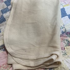 Baby Morgan Yellow Baby Blanket Waffle Weave Thermal Cotton 30 x 40 VTG Lovey