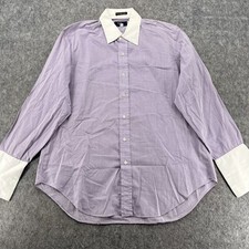 Sulka Button Down 16 33 Purple Collar French Cuffs Cotton Shirt