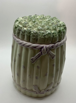 Vtg  Asparagus Lidded Ceramic Cannister- Portugal Tastesetter by SIGMA 7  tall