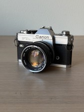 Canon FTb QL Silver 35mm SLR Film Camera w/ Canon FD 50mm f/1.4 Lens - TESTED