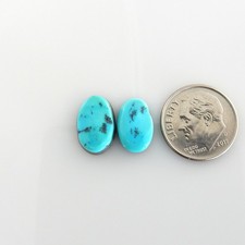 Natural Blue Kingman Turquoise Matched Pair Cabs Cabochons Gemstones k312