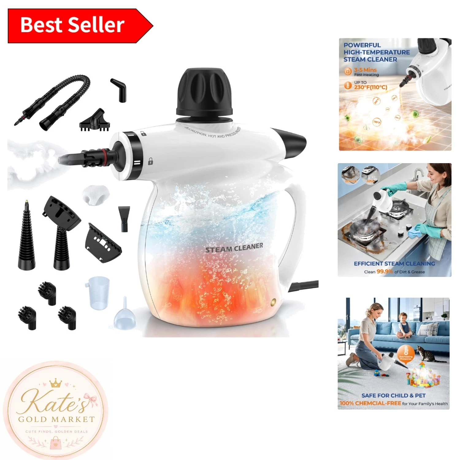 Versatile Multi-Purpose Handheld Steam Cleaner - 13 Tools for Ultimate Cleaning