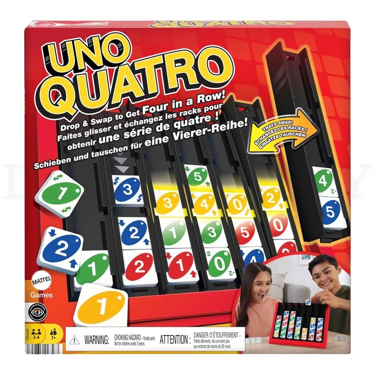 S Uno Quatro Game With Colored Tiles & Plastic Grid For Fami