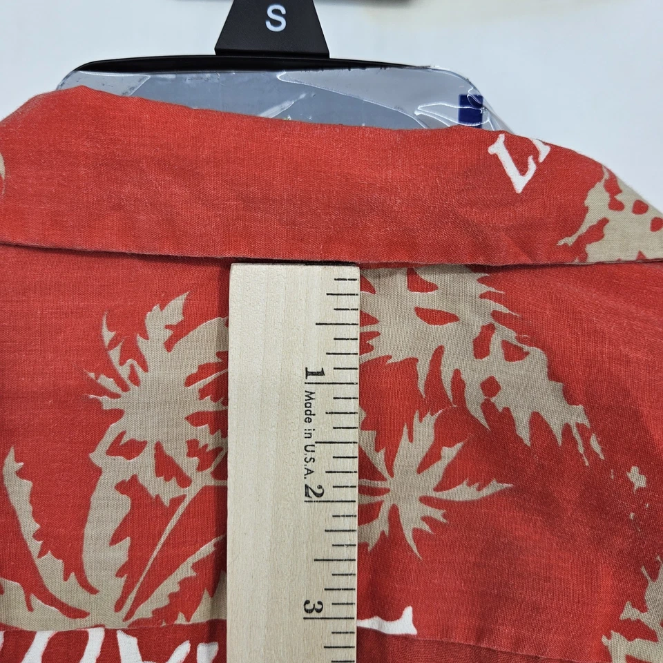 Винтажная мужская рубашка Hilo Hattie XL на пуговицах Aloha Honolulu Kauai гавайская красная - Изображение 4 из 4
