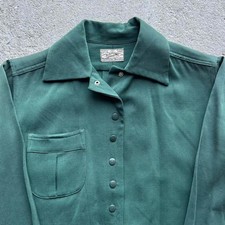 1940s True Vintage Gaberdine Rockabilly Snap Button Up LS Shirt