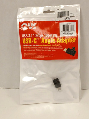 Set of 2 QVS USB-C Angle Adapters, USB 3.2 10Gbps 100-Watts