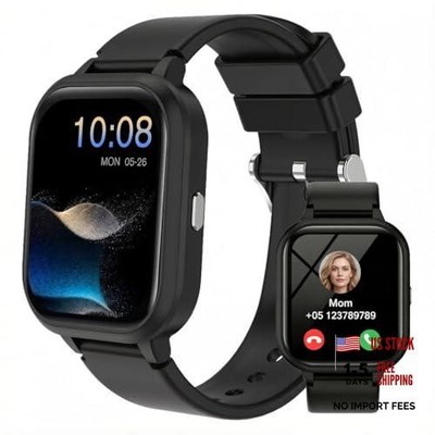 Teens Kids Smart Watch, 1.8'' IP68 Boys Girls Fitness Tracker, BLACK-Bluetooth