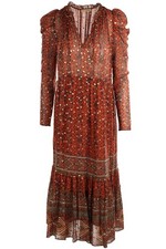 ULLA JOHNSON BROWN SILK MAXI DRESS US 2 UK 6