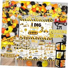 345 Pcs Construction 3rd Birthday Party Supplies, Dump Truck Construction Three