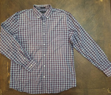 Banana Republic Button Shirt Mens Large Plaid Slim Flex Fit Tech Stretch Casual