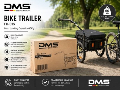DMS Germany Lastenanhänger FH-01S 60 kg Stahl Schwarz mit Reflektoren
