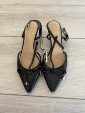 KATE SPADE Slingback Pointed Toe Bow Nappa Black Size 6 Leather