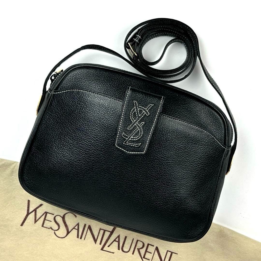 Borsa a tracolla Yves Saint Laurent YSL pelle cucita nera