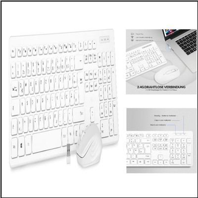 Rii Funktastatur Maus Set Wireless Weiß Deutsches Layout